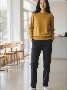 Banana republic Italian merino yarn women’s Mustard Crewneck Sweater